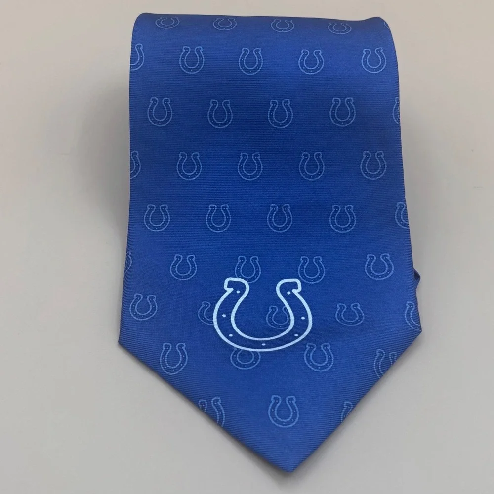 NFL Indianapolis Colts Ralph Marlin Blue Tonal Horseshoe Logo Mens Silk Tie 2005